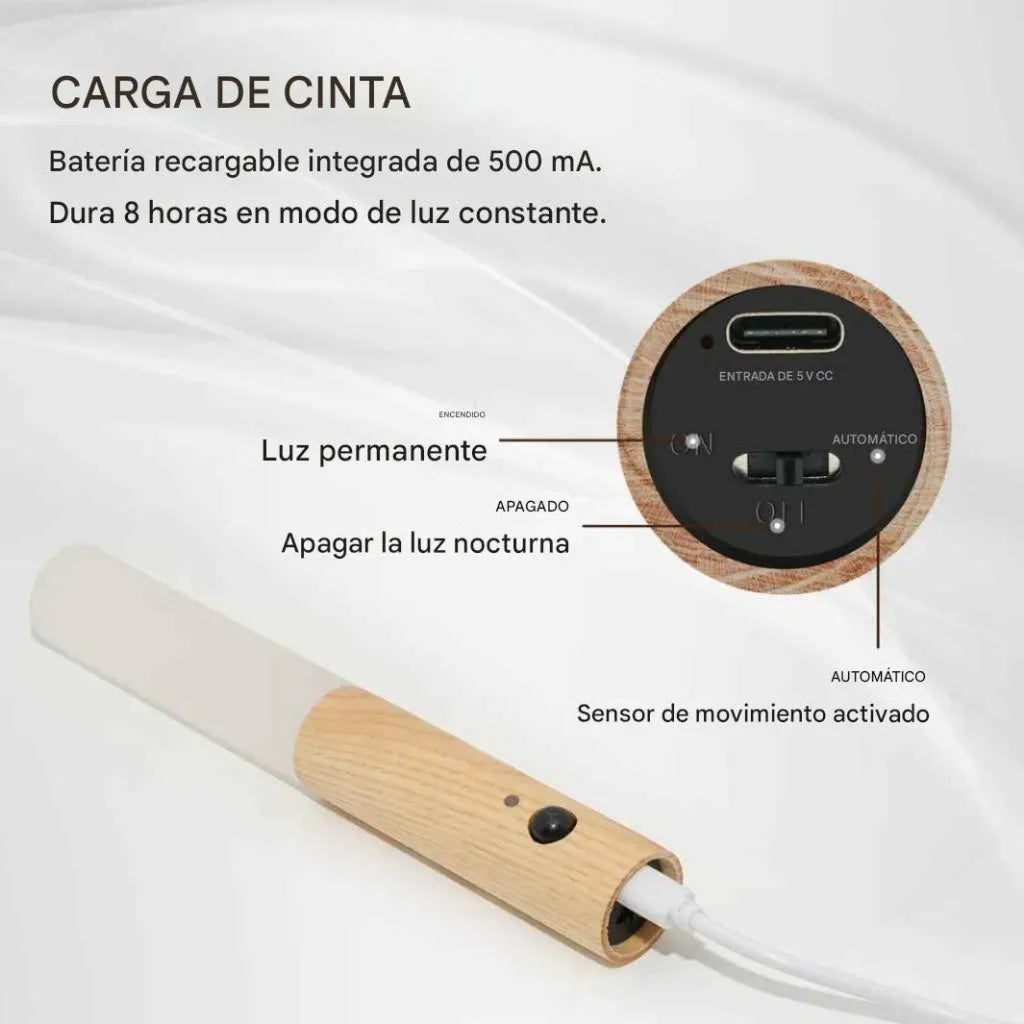 LÁMPARA NOCTURNA INTELIGENTE CON SENSOR DE MOVIMIENTO Y LUZ CÁLIDA